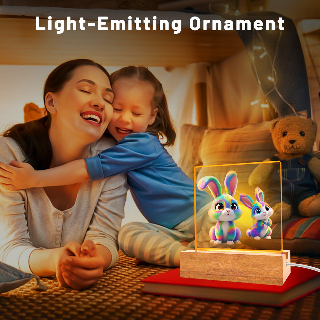 Solid Wood Base Acrylic Night Light Kids Creative Gift USB Table Lamp | Kalsten
