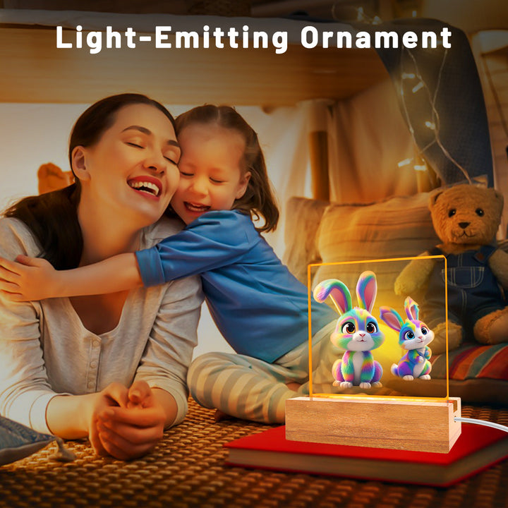 Solid Wood Base Acrylic Night Light Kids Creative Gift USB Table Lamp | Kalsten