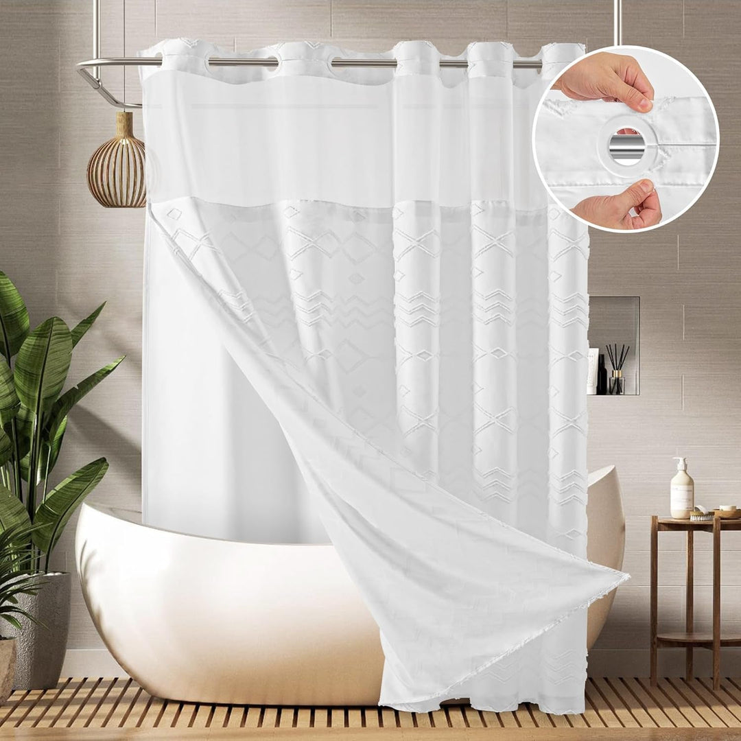 Textured Geometric Design Shower Curtain Kalsten