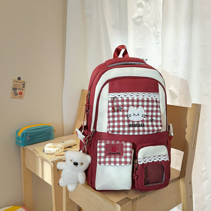 Cute Character Design Multi-Pocket School Backpack