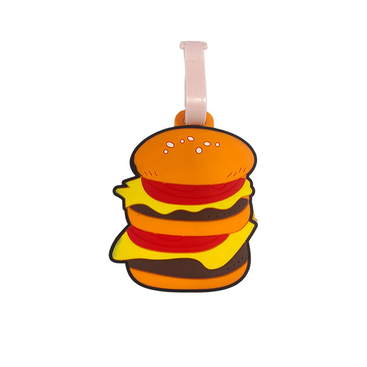 novelty burger shaped silicone luggage tag with flexible strap Kalsten