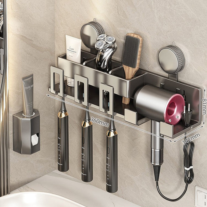 Wall-Mounted Hair Tool Organizer with Storage Compartment Kalsten