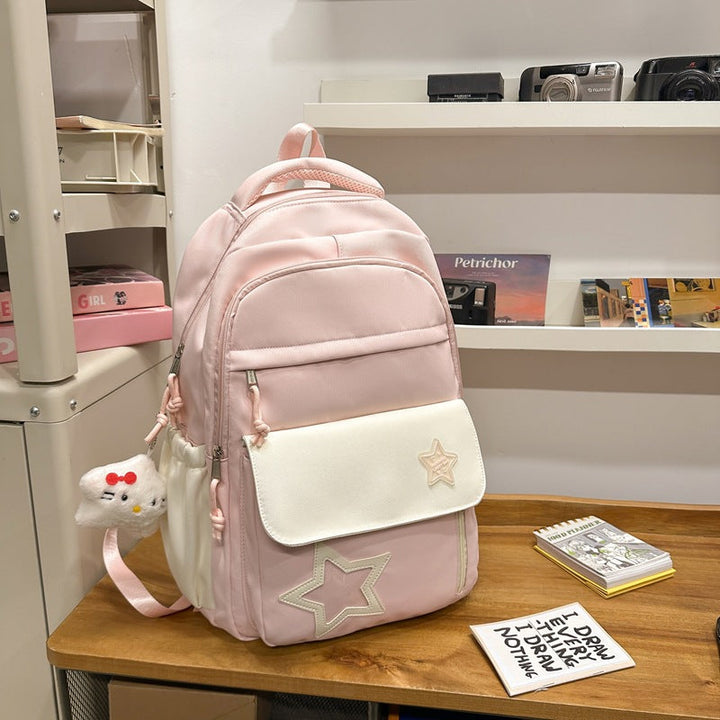 Cute Casual Star-Embellished School Backpack