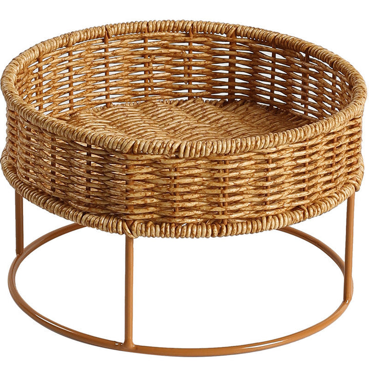 Round Woven Storage Tray with Metal Base Kalsten