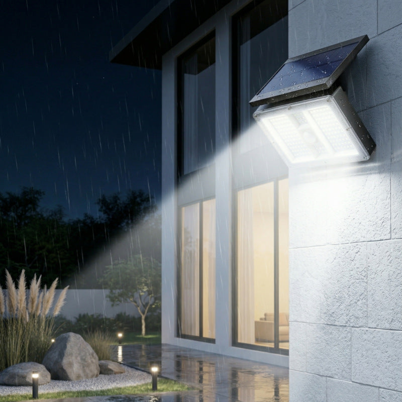 High-Output Solar Motion-Sensor LED Security Wall Light With Adjustable Solar Panel And Wide-Angle Floodbeam Kalsten