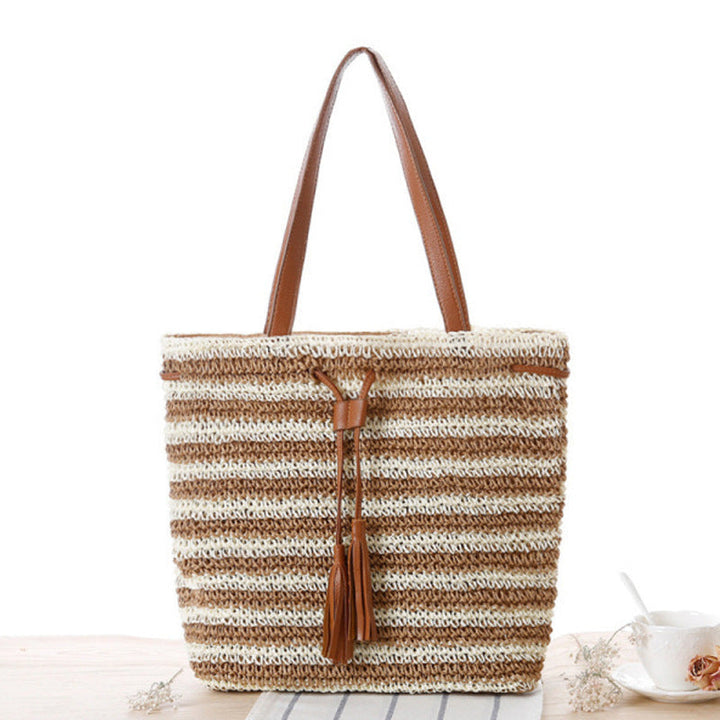 Stylish Bast Beach Bag with Leather Accents Kalsten