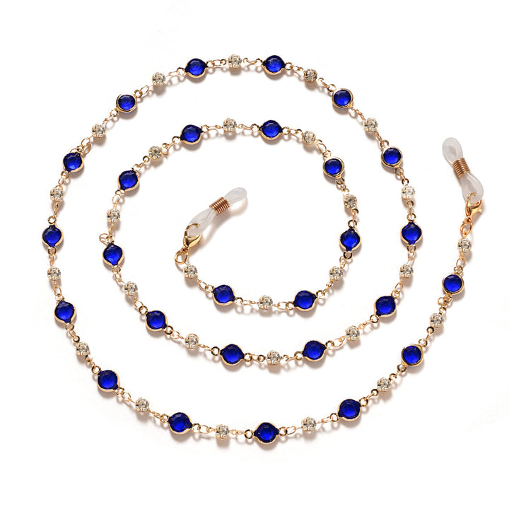 Elegant Rhinestone and Gemstone Eyewear Chain kalsten