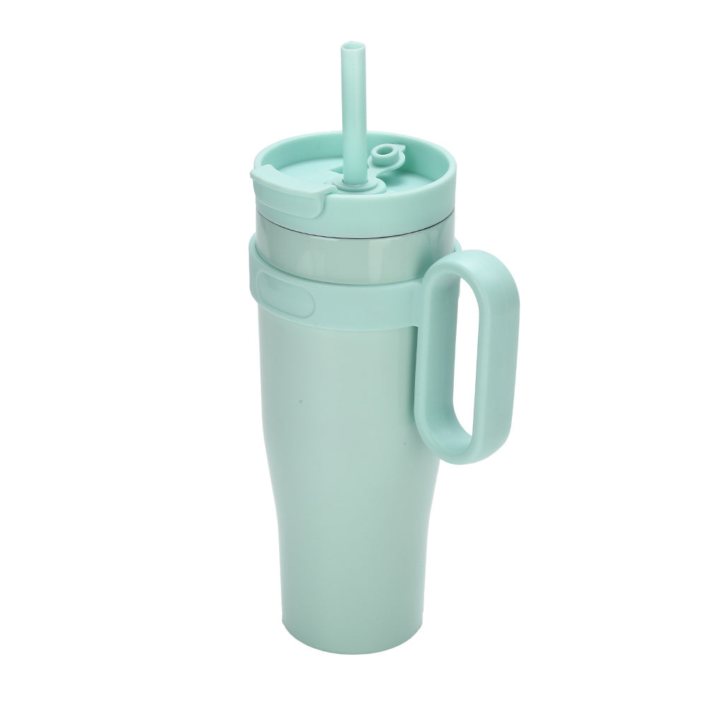 Ladies' insulated drinking cup with non-slip handle and integrated straw Kalsten