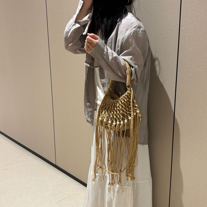 Hand-knotted shoulder bag with tassels Kalsten