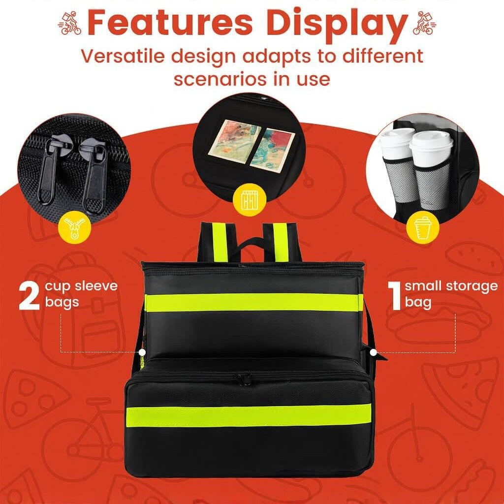 Women's Insulated Pizza Delivery Bag with Drink Holders and Reflective Elements Kalsten