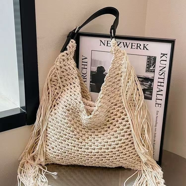 Handcrafted Stylish Tote Bag with Fringes Kalsten
