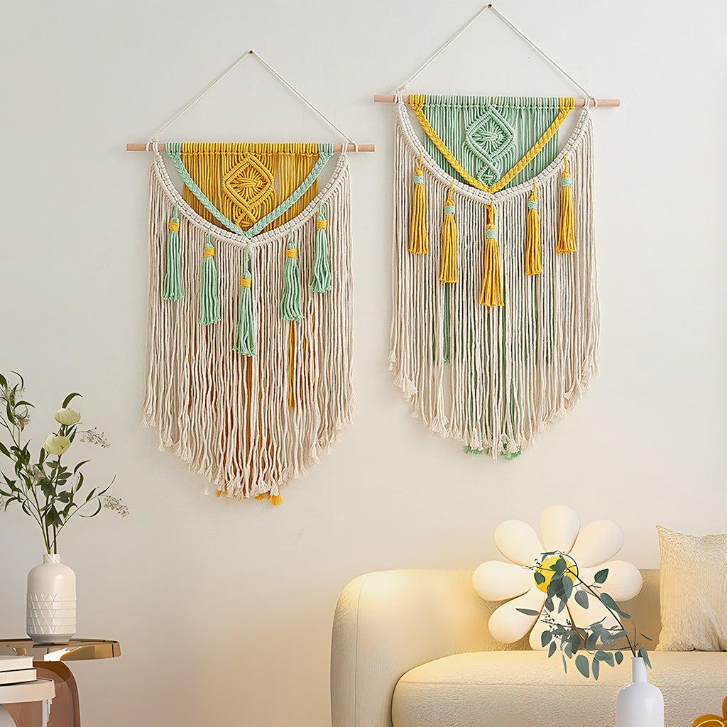 Macramé Wall Hanging Tapestry with Decorative Fringe Acalora