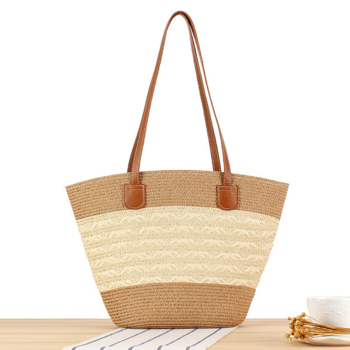 Elegant Straw Bag with Attractive Leather Handles Kalsten