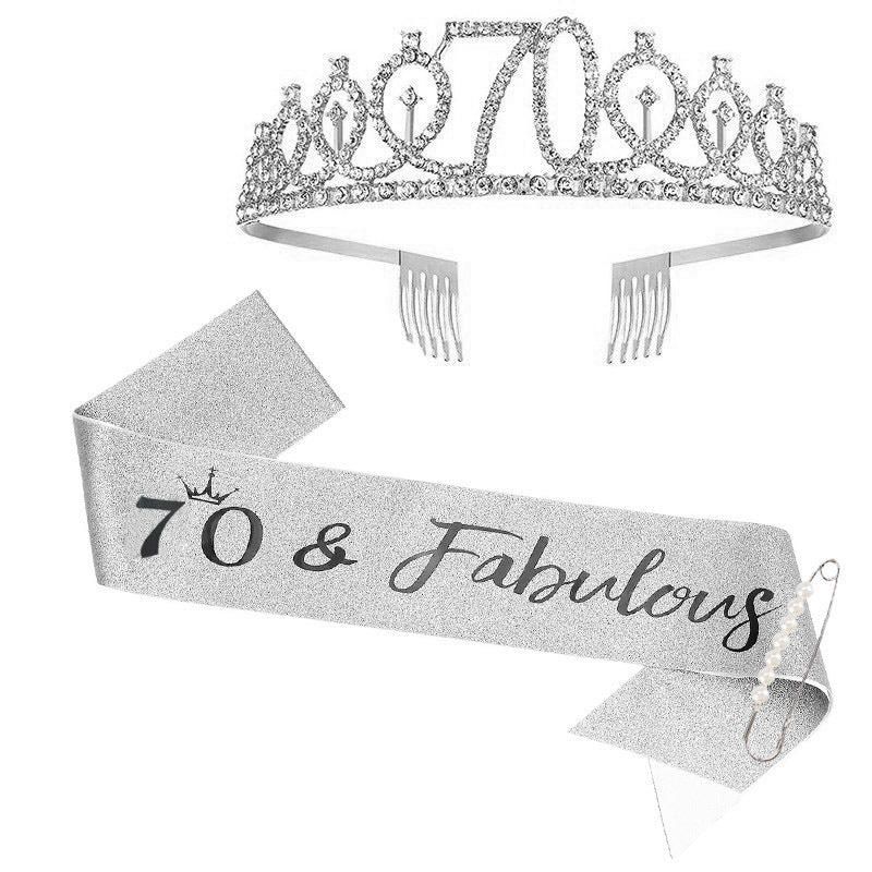 Ladies Sparkling Tiara with personalized 80th Birthday Inscription Kalsten