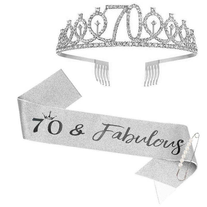 Ladies Sparkling Tiara with personalized 80th Birthday Inscription Kalsten
