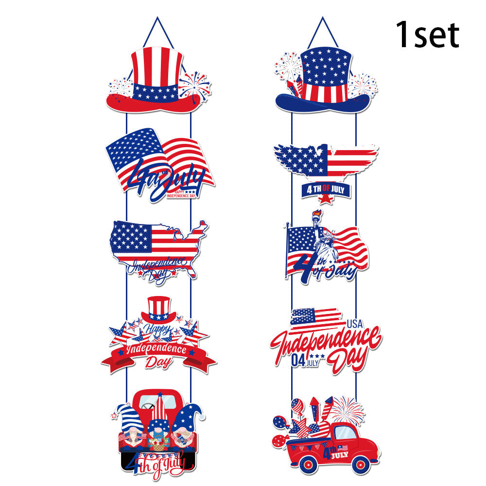 Independence Day multi-panel layered porch hanging sign garland with weatherproof PVC-backed panels and reinforced rope Kalsten