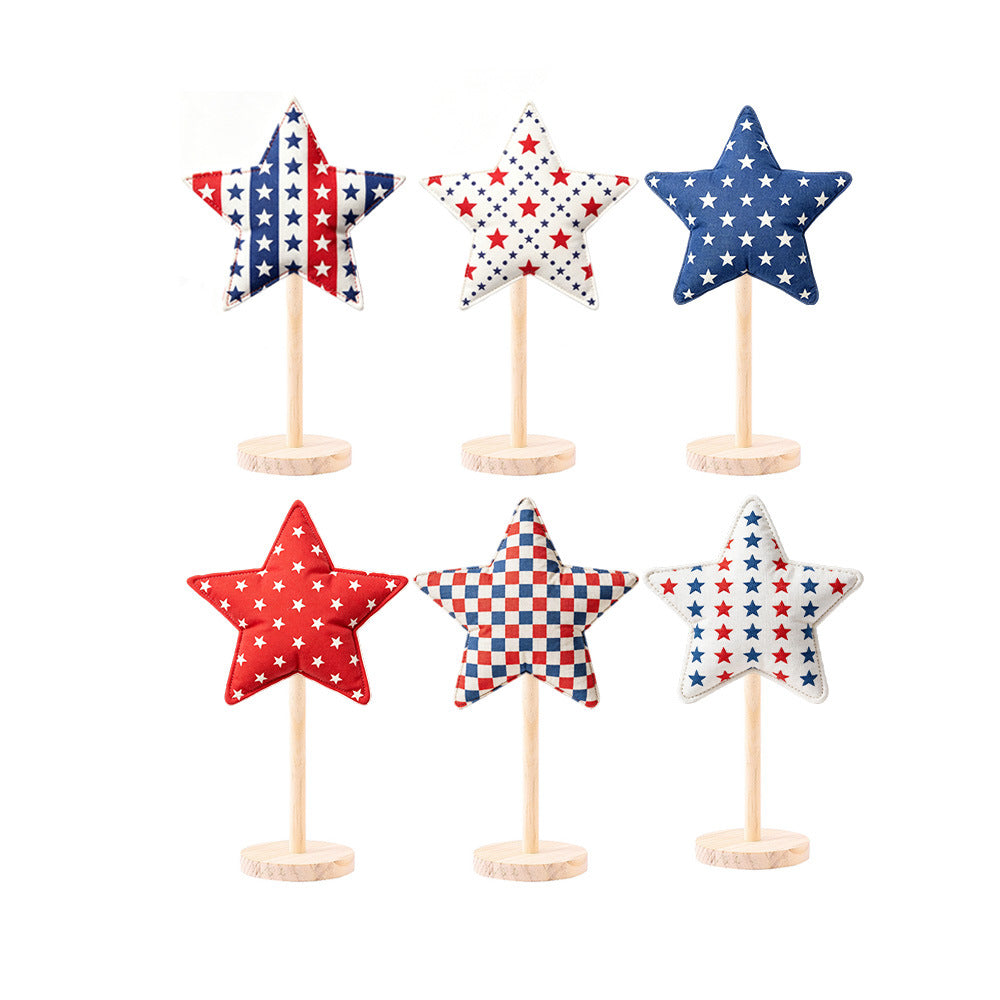 Unisex decorative fabric star display with wooden base Kalsten