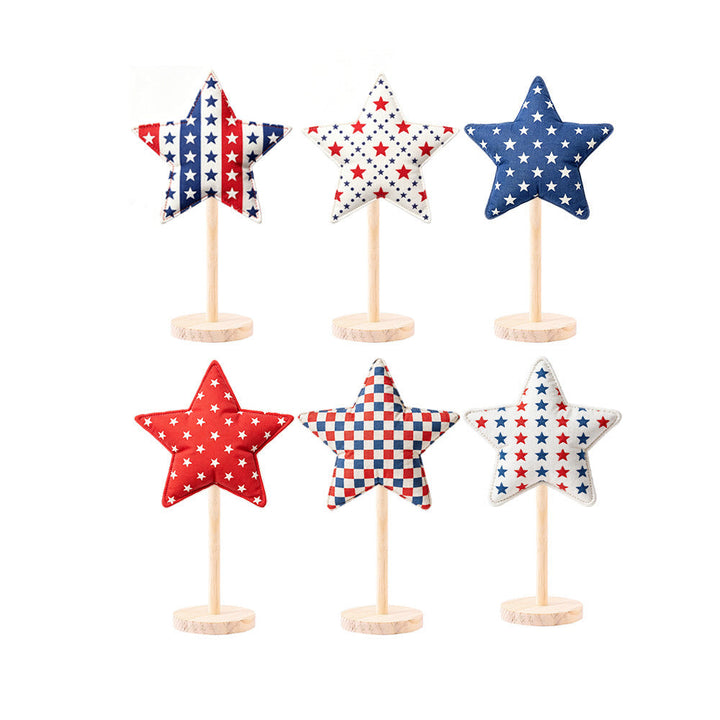Unisex decorative fabric star display with wooden base Kalsten