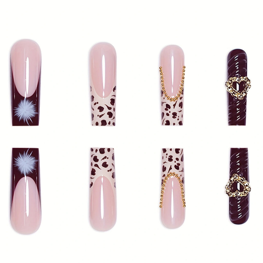 Artistic Leopard and Floral Press-On Nails Kalsten