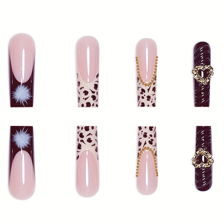 Artistic Leopard and Floral Press-On Nails Kalsten