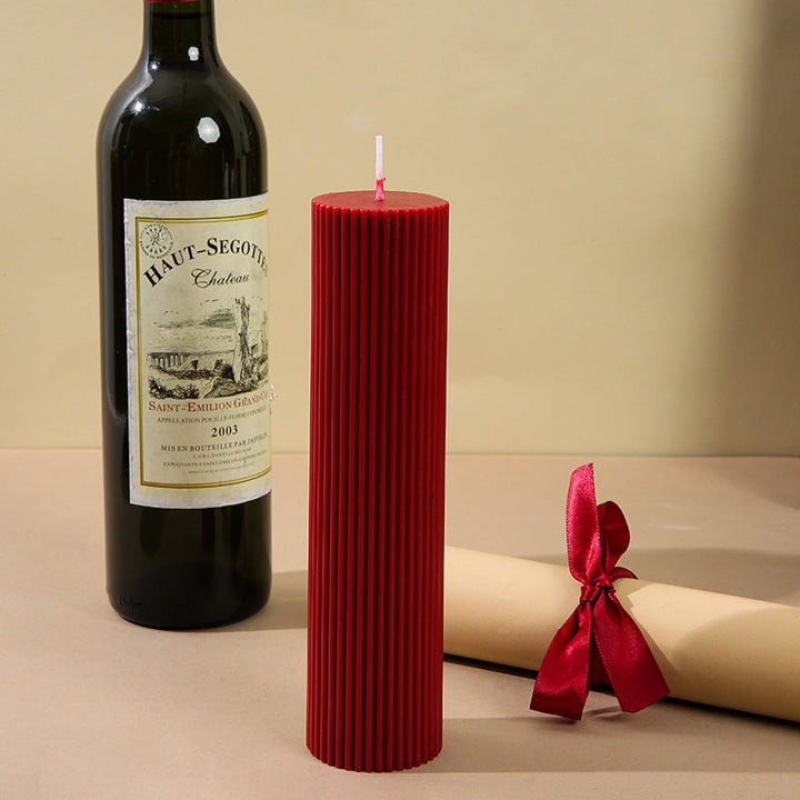 Ribbed Stacked Sphere Decorative Scented Pillar Candle With Long Cotton Wick