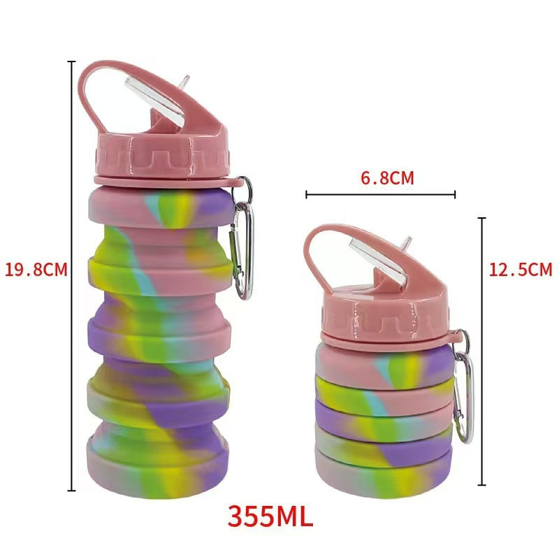 Women's foldable silicone drinking bottle with carabiner Kalsten