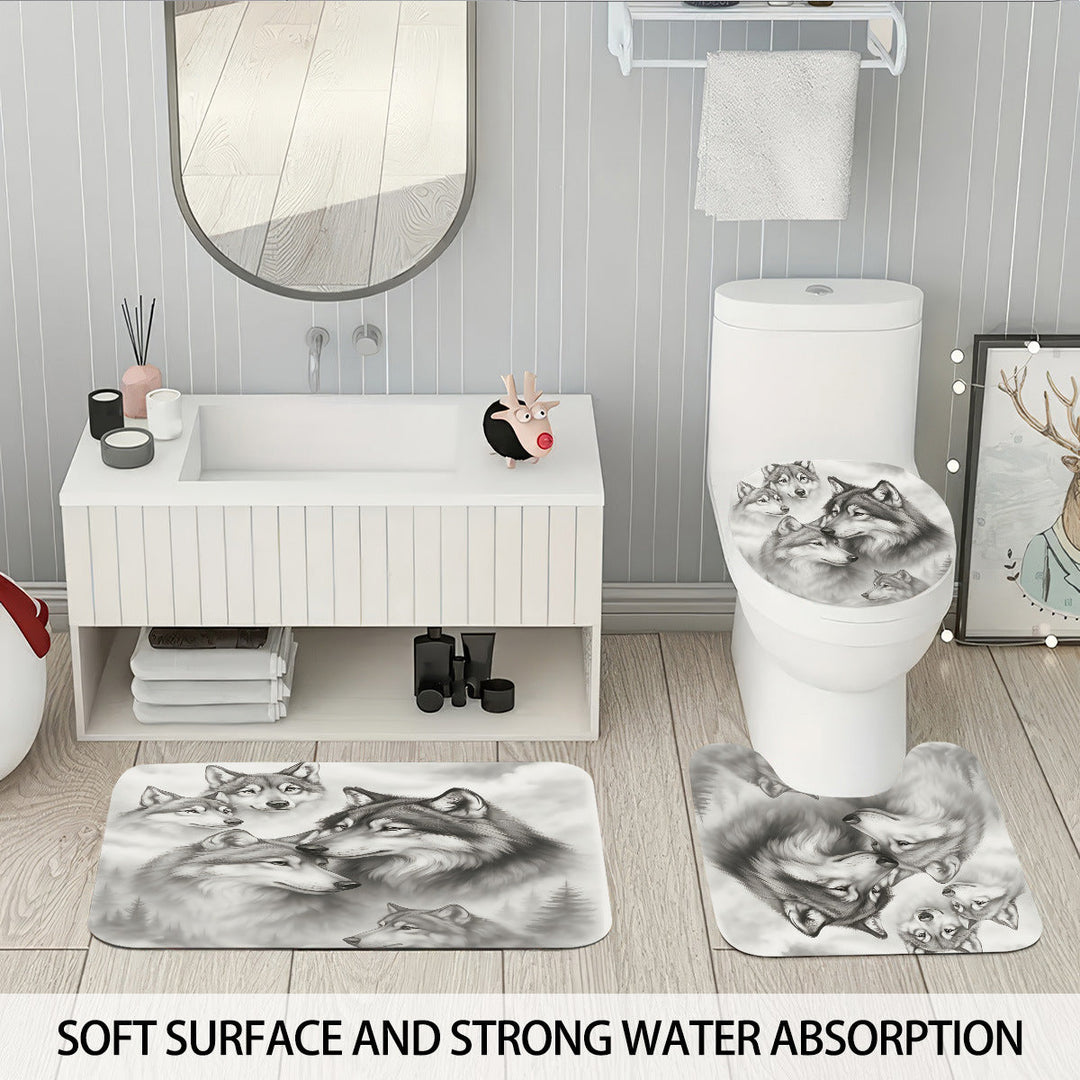 High-Definition Wolf-Themed Bathroom Décor Set Kalsten