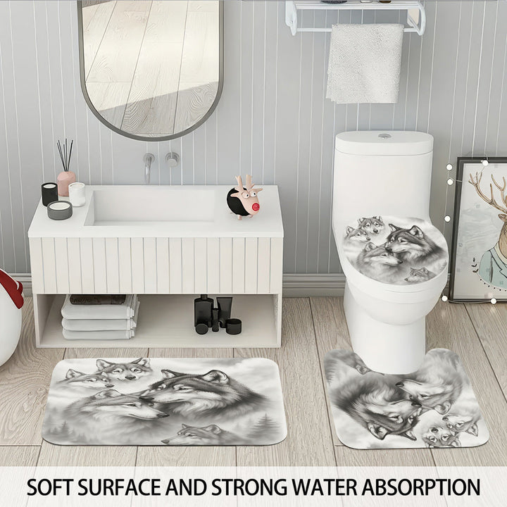 High-Definition Wolf-Themed Bathroom Décor Set Kalsten