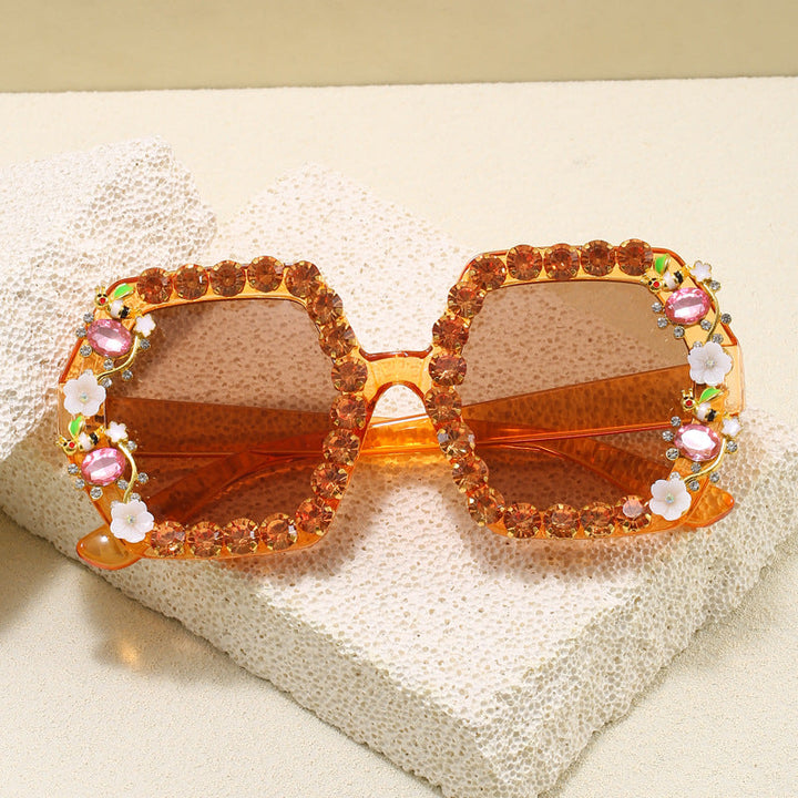 Women's extravagant hexagon sunglasses with crystal embellishment Kalsten