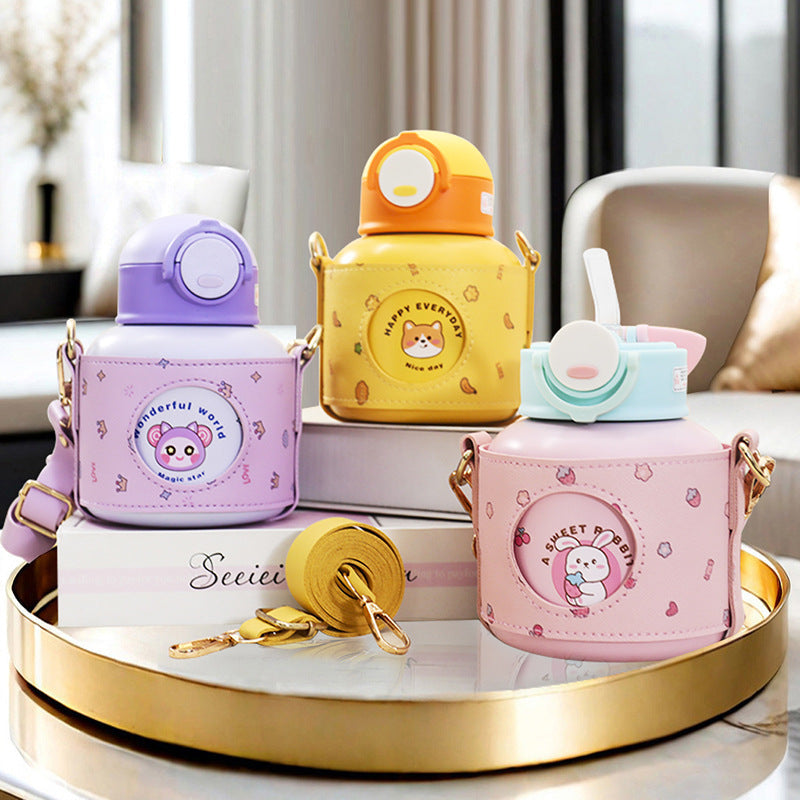 Women’s insulated drinking bottle with playful animal design and practical carrying bag Kalsten