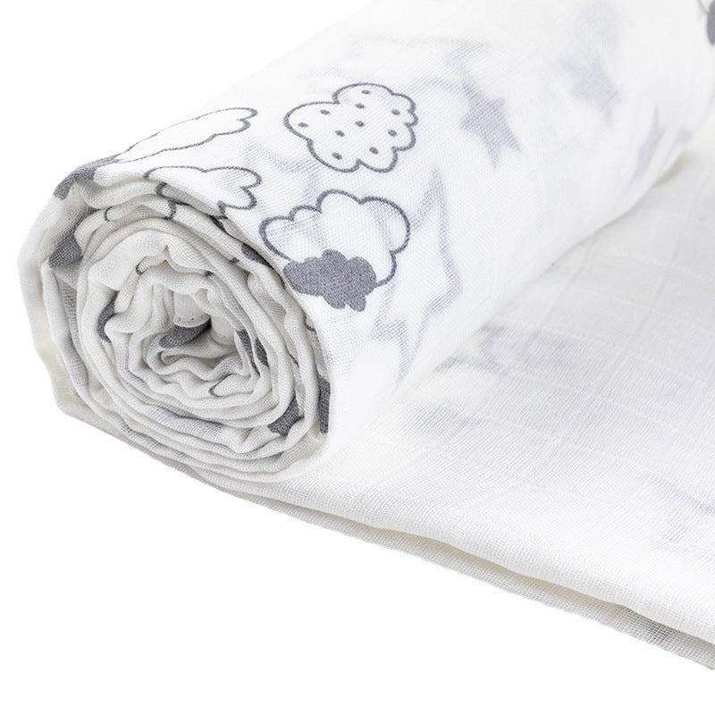 Soft Muslin Baby Blanket with Stars and Clouds Print kalsten