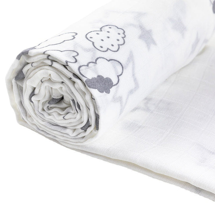 Soft Muslin Baby Blanket with Stars and Clouds Print kalsten