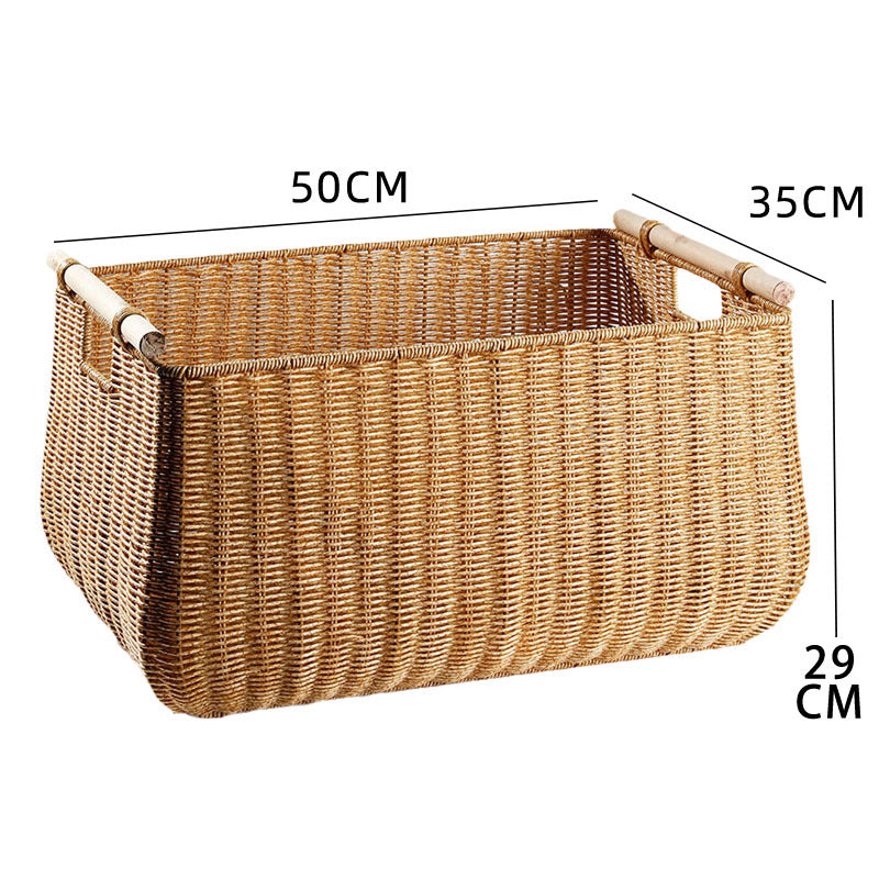 Large Handwoven Storage Basket with Ergonomic Handles Kalsten