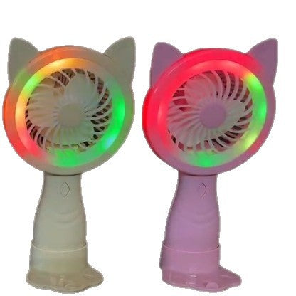 Unisex Portable Hand Fan with Creative Cat Ears and Colorful LED Lights Kalsten