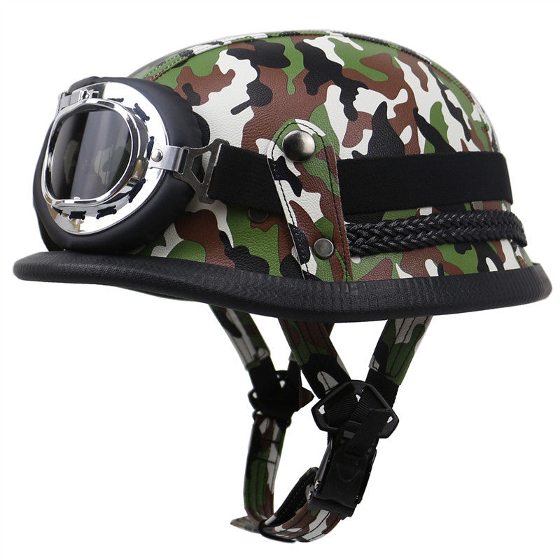 Vintage-Style Motorcycle Helmet with Goggles Kalsten