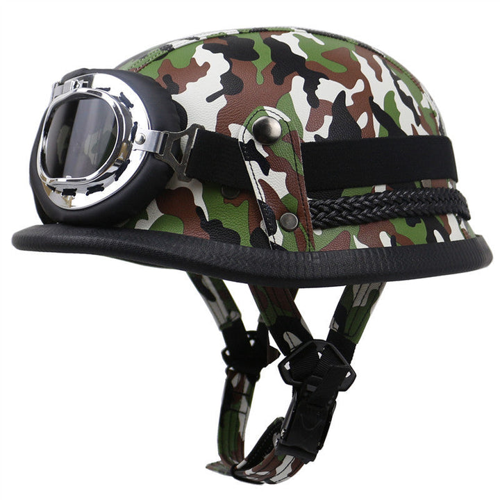 Vintage-Style Motorcycle Helmet with Goggles Kalsten