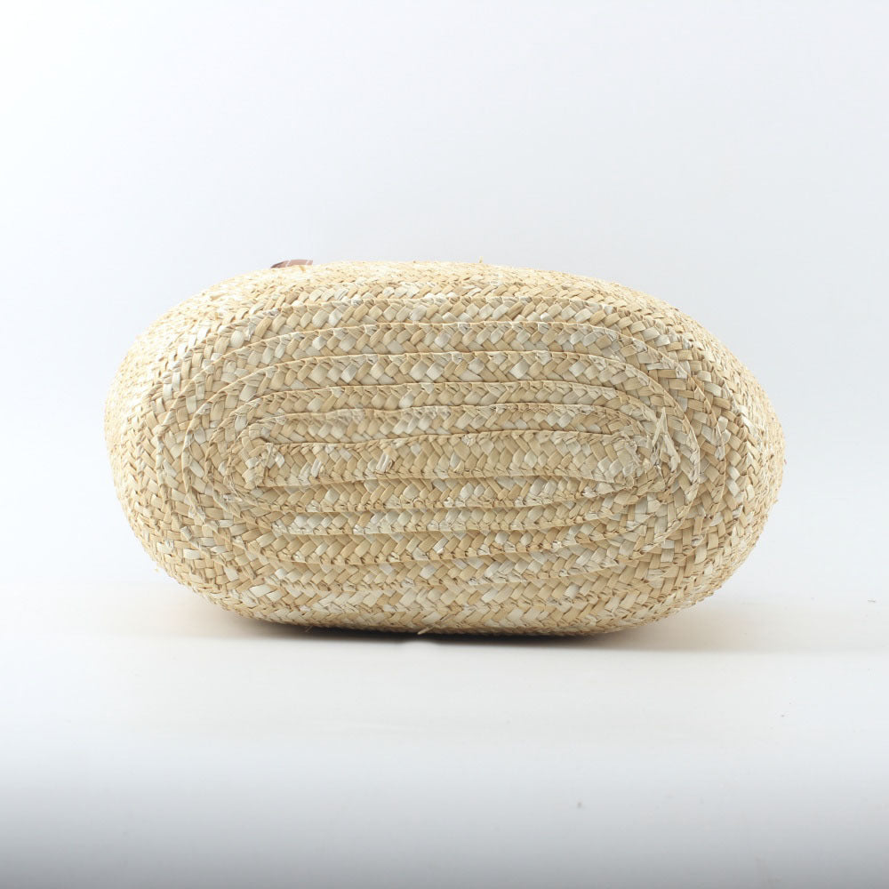 Braided basket bag with elegant leather handles Kalsten