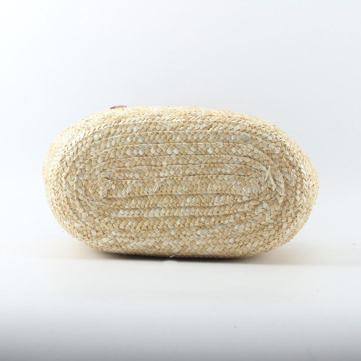 Braided basket bag with elegant leather handles Kalsten