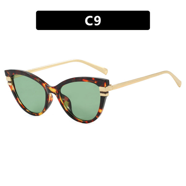 Ladies Cat-Eye Sunglasses with Elegant Plastic Frame and Golden Accents Kalsten