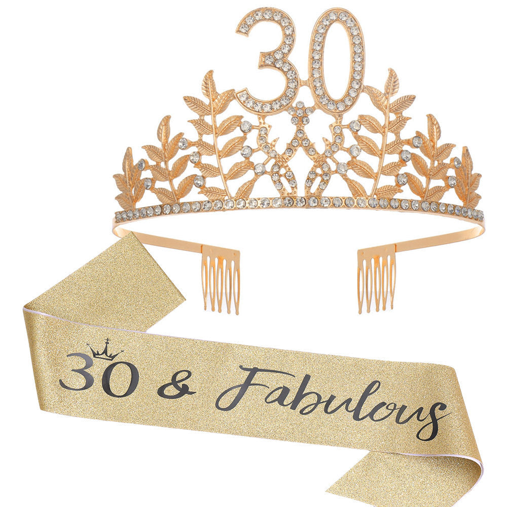 Women's Glamorous Birthday Crown with Shining Rhinestones Kalsten