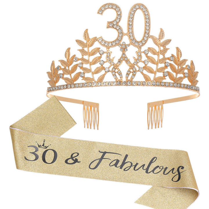 Women's Glamorous Birthday Crown with Shining Rhinestones Kalsten