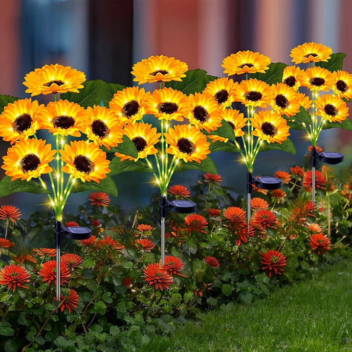 Solar-Powered Decorative Sunflower Garden Stake With Multi-Bloom LED Waterproof Panel Kalsten