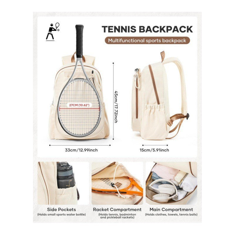 Sporty tennis backpack with specially shaped compartments for rackets and drinks Kalsten