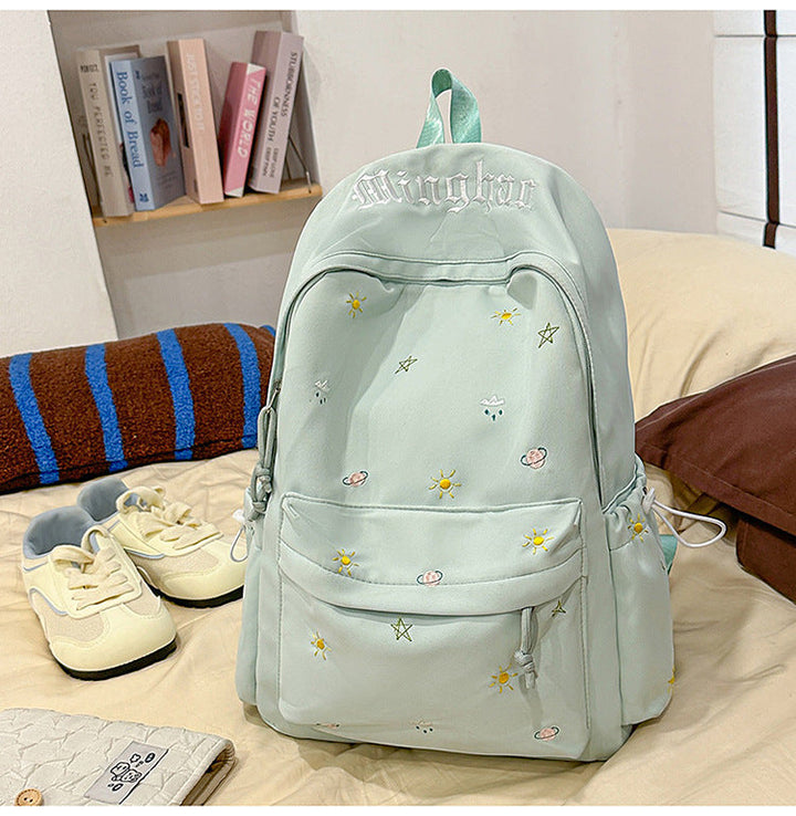 Casual Embroidered School Backpack