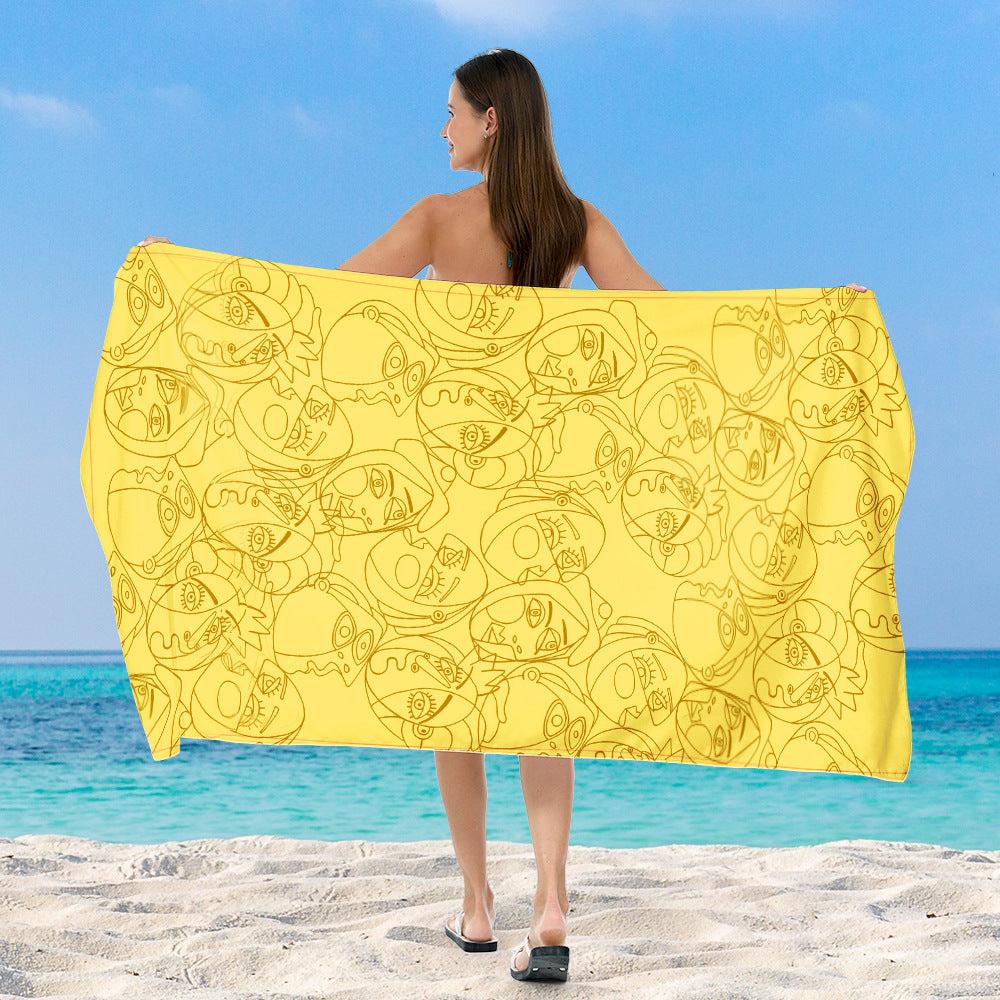 Beach towel with cheerful salamander and ice cream design Kalsten