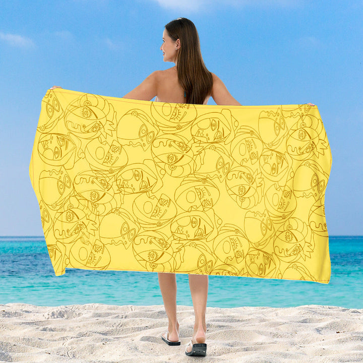 Beach towel with cheerful salamander and ice cream design Kalsten