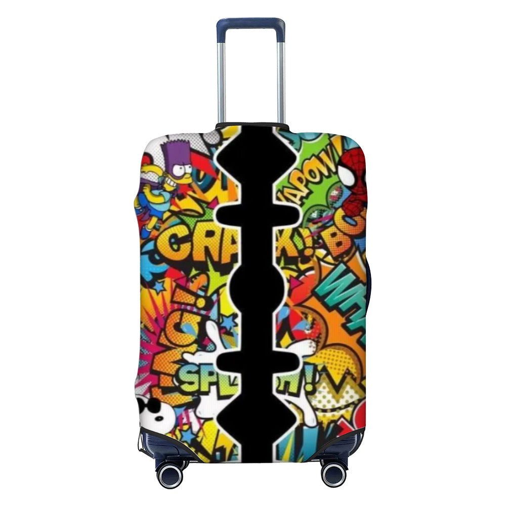 Unisex nan elastic luggage cover with geometric design, stretchable polyester-spandex fabric, zipper opening and non-slip inner securement for trolley Kalsten