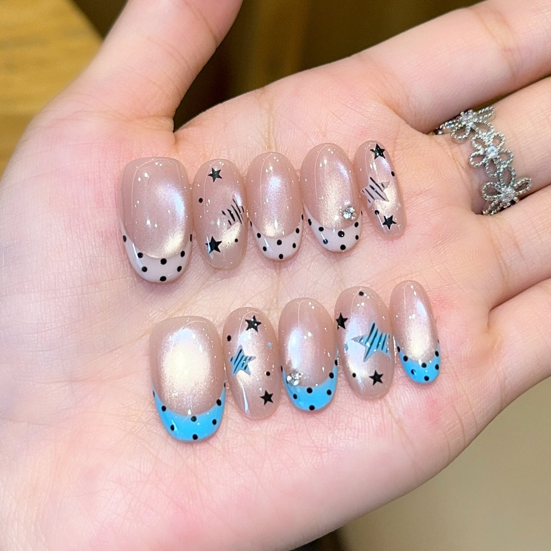 Artificial nails with Sparkling Star Theme Kalsten