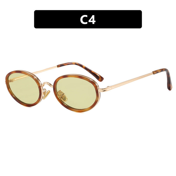 Ladies elegant round sunglasses with stylish metal frame Kalsten