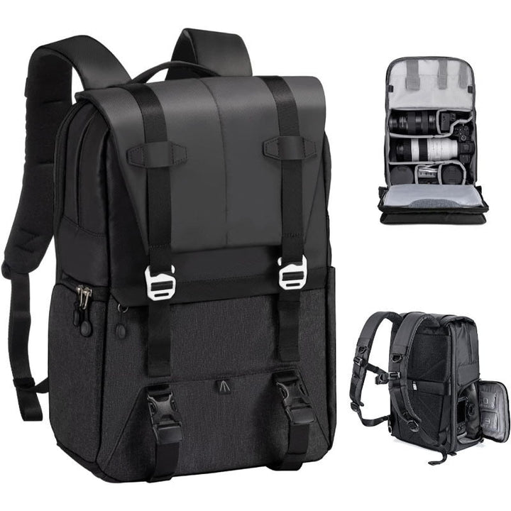 Camera backpack with individual compartment system and ergonomic design Kalsten